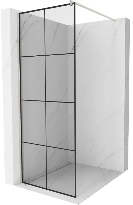 Mexen Kioto ścianka prysznicowa Walk-in 80 x 200 cm, czarny wzór 8 mm, nikiel szczotkowany - 800-080-101-97-77