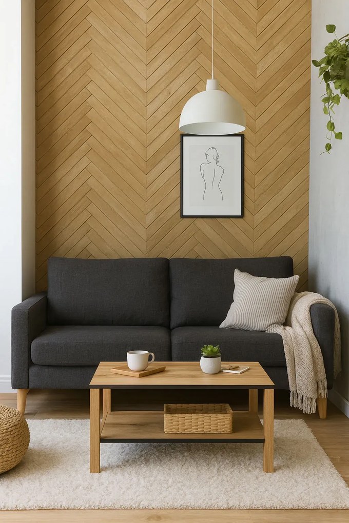 Prostokątna ława z półką dąb evok + czarny G0-R94