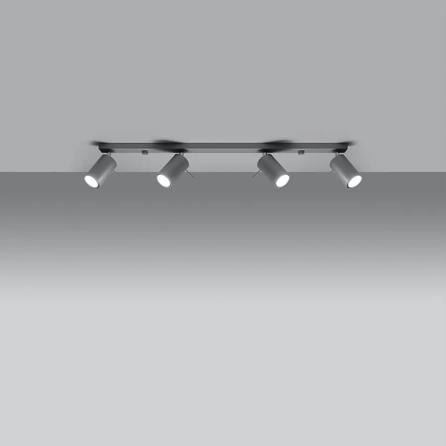 Plafony nowoczesny Briix, stal - 4 źródło światła 3000K - L.80 x H.16 cm - szary