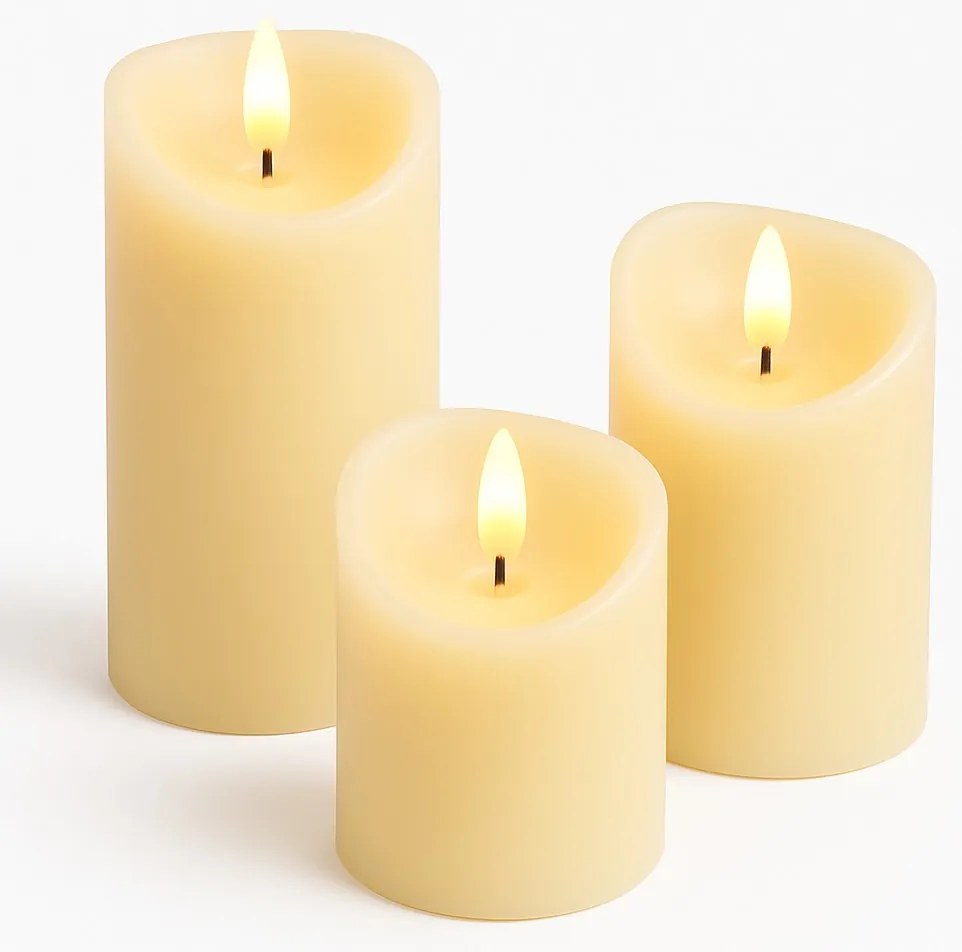 Dekoracyjne świece LED Ø 7 cm, 3 szt.