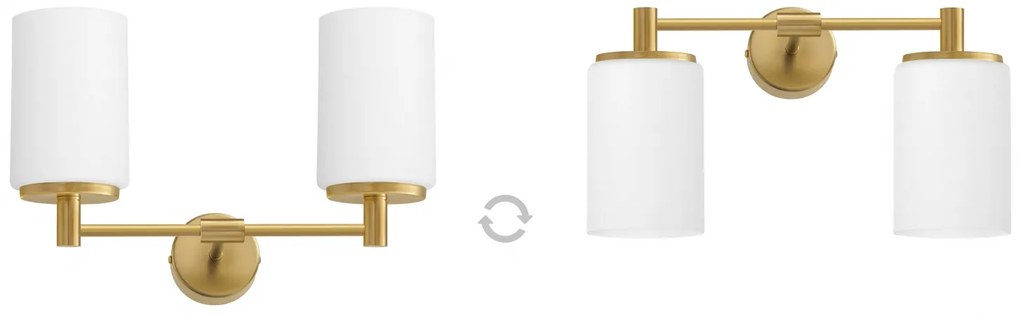 Złoty nowoczesny kinkiet z dwoma kloszami KR-K2B