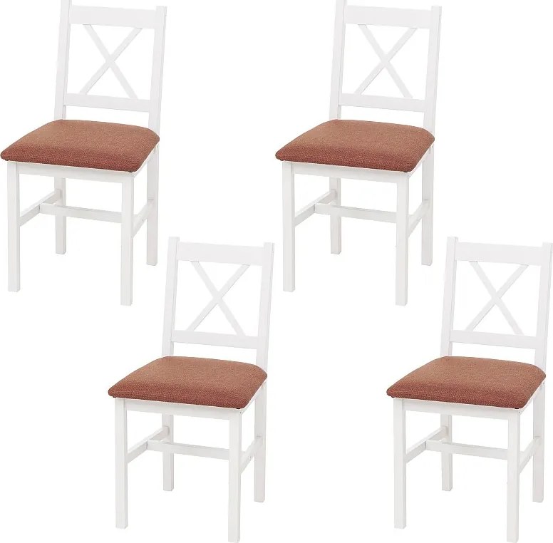 Krzesło do jadalni MCW-F77 (zestaw 4 szt.),  białe, tapicerka terakota