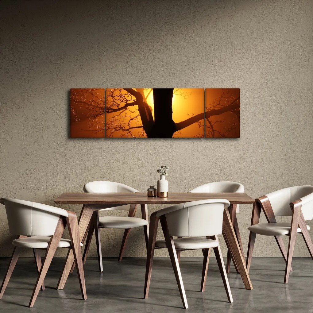 Obraz drzewa o zachodzie słońca (170x50 cm)