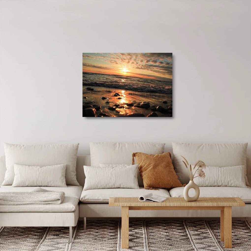 Obraz na szkle - Zachód słońca nad oceanem (70x50 cm)