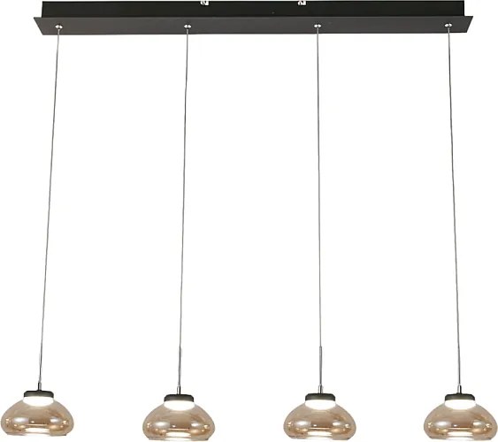 Arabella - Lampa wisząca Fabas Luce 4-punktowa - 32W LED - Bursztynowy, nowoczesny design