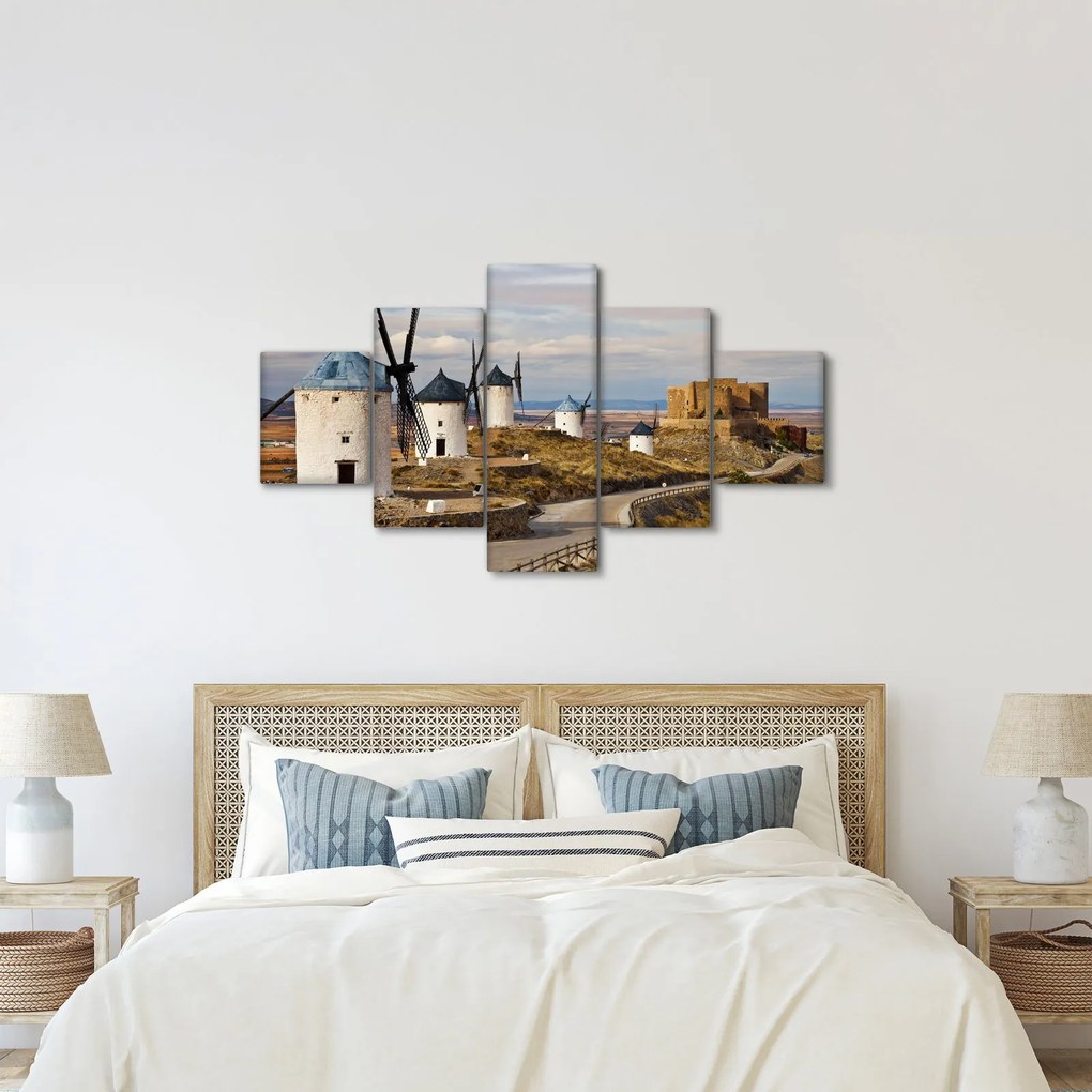 Obraz - Wiatraki Consuegra, Hiszpania (125x70 cm)
