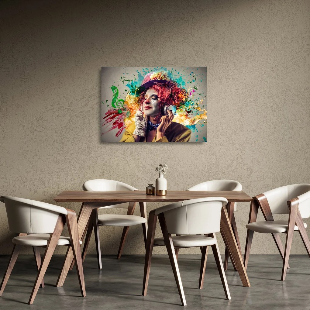 Obraz na szkle - Artystka ze słuchawkami (70x50 cm)