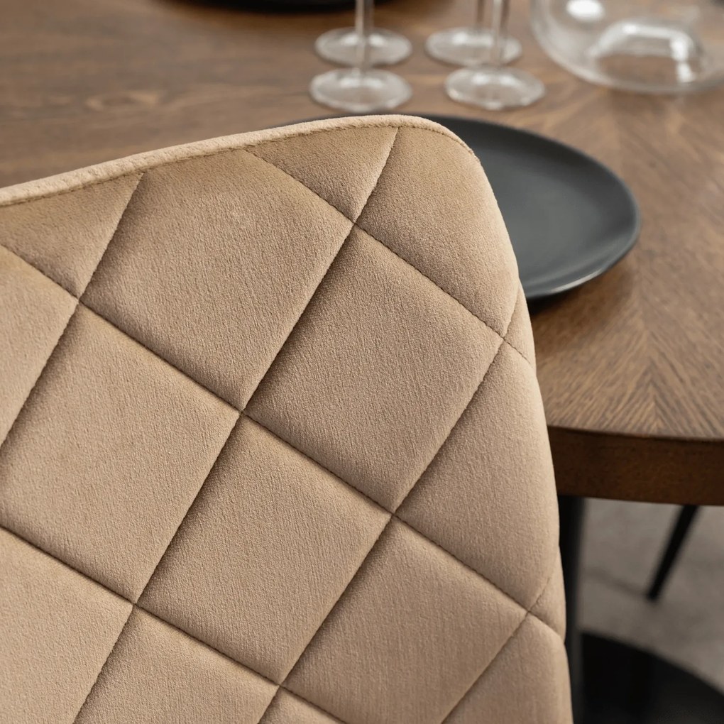 Krzesło Tapicerowane FORIS Beżowe Welurowe Nowoczesne