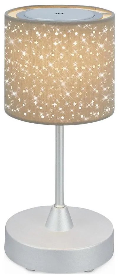 Brilo - LED ładowalna lampa stołowa LOLE LED/3W/5V IP44 srebrna, ściemnialna