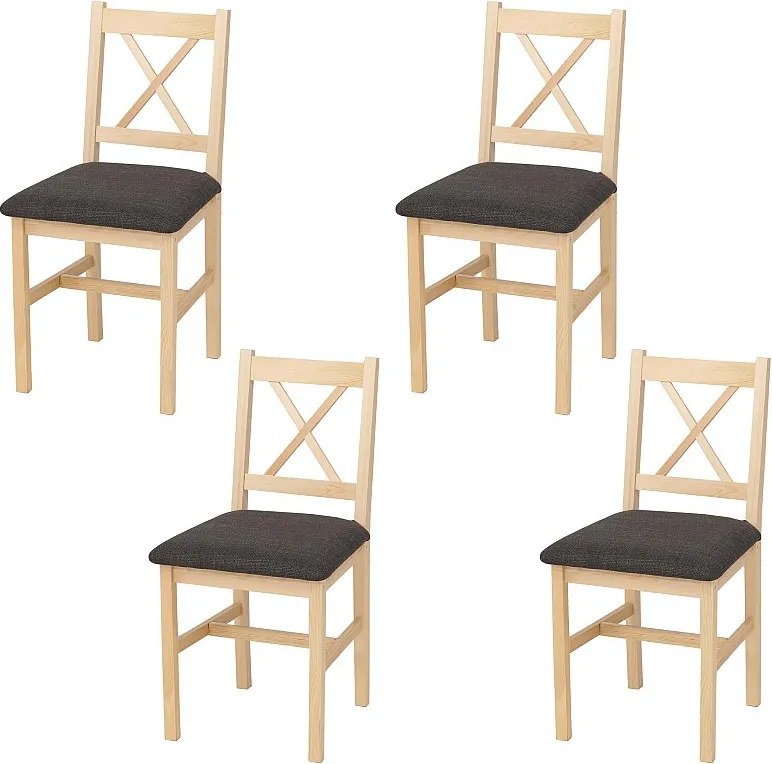 Krzesło do jadalni MCW-F77 (zestaw 4 szt.),  naturalny, tapicerka czarna
