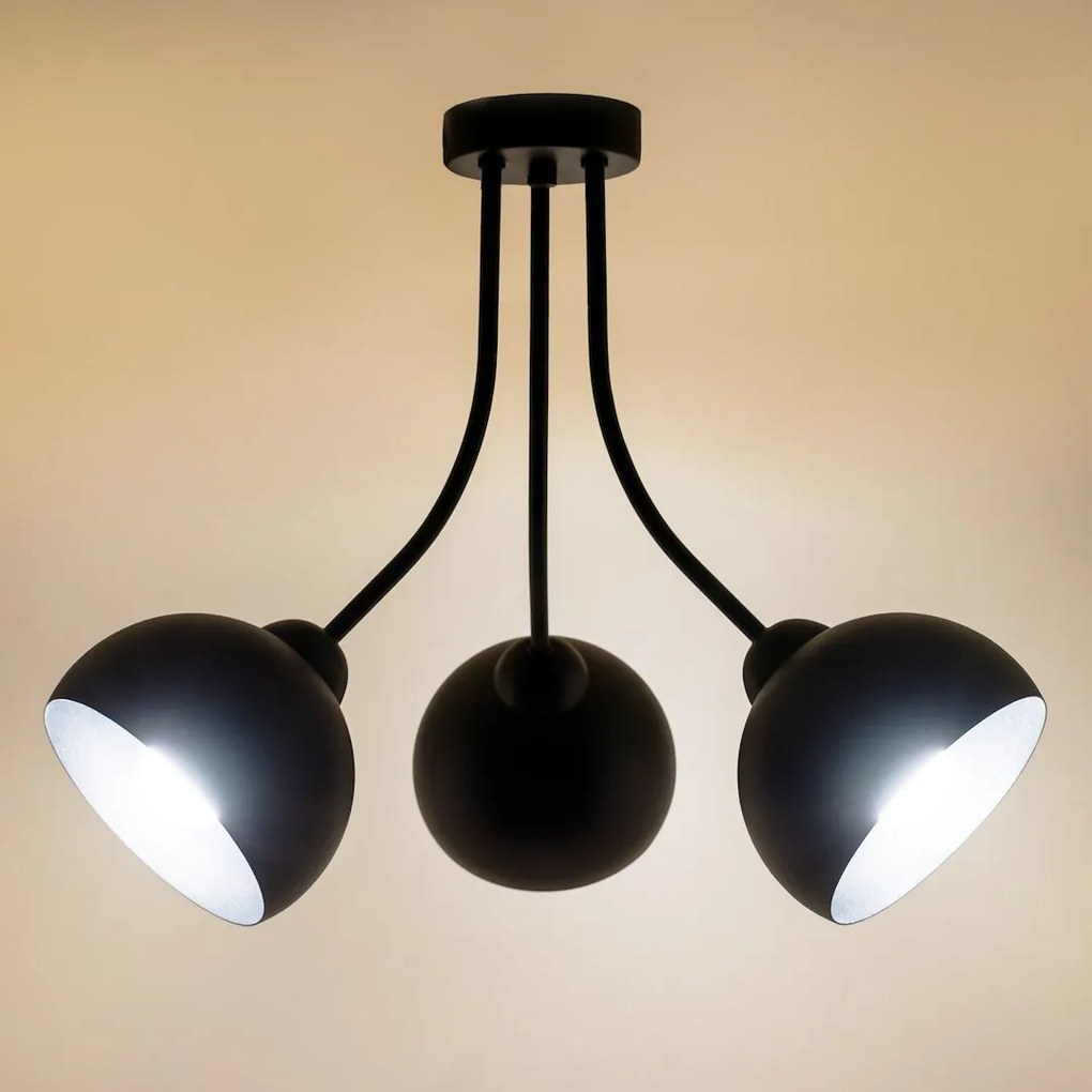 Lampa sufitowa potrójna czarna QUEEN 3xE27