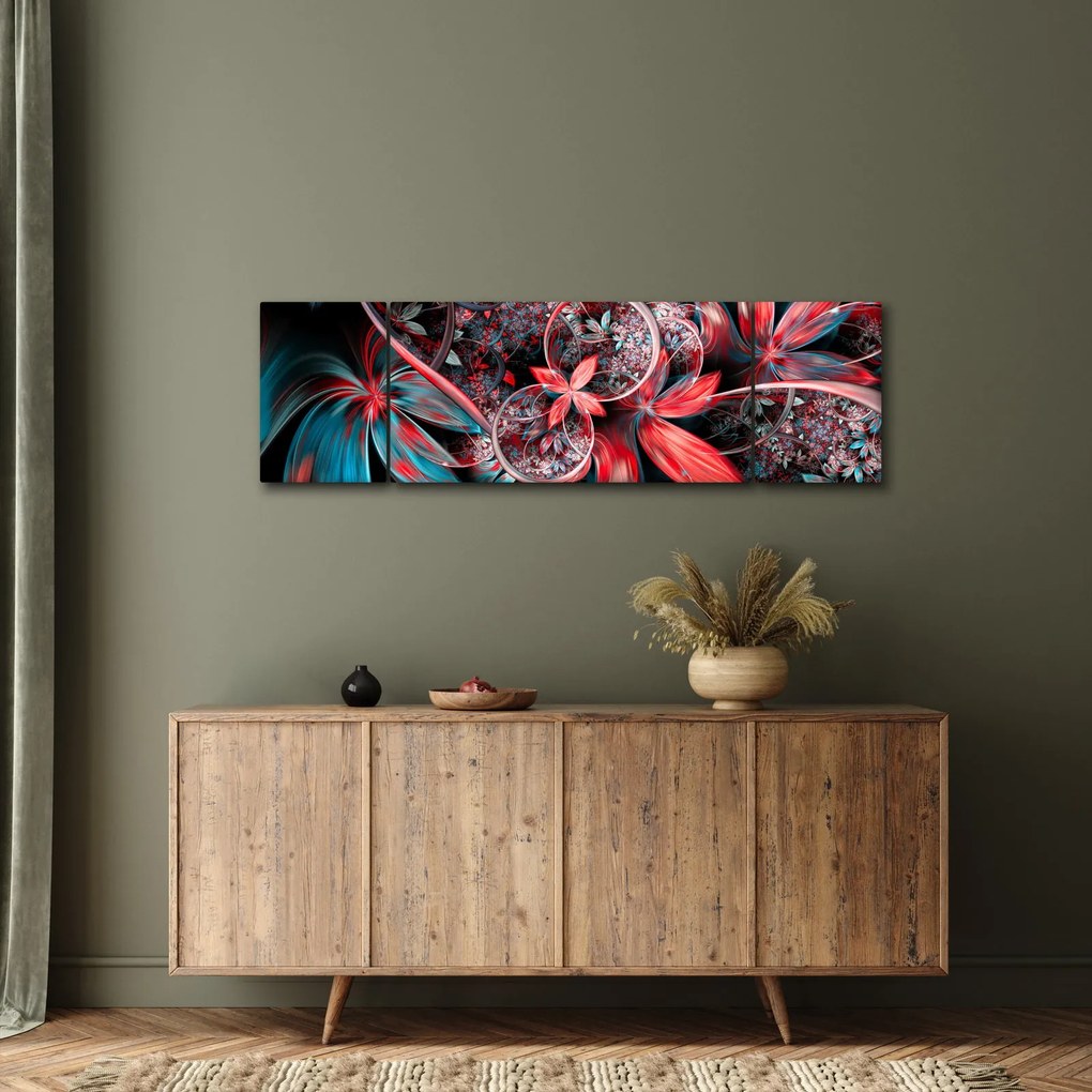 Abstrakcyjny obraz egzotycznych kwiatów (170x50 cm)