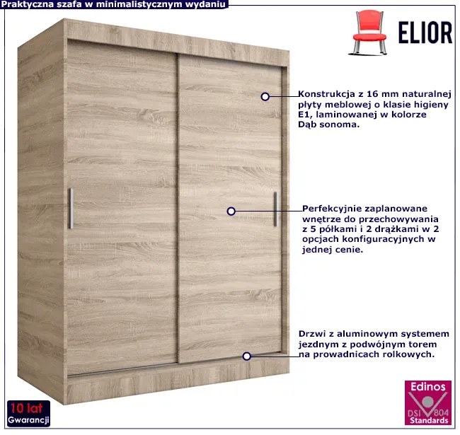Szafa przesuwna 150 cm dąb sonoma D0-L19