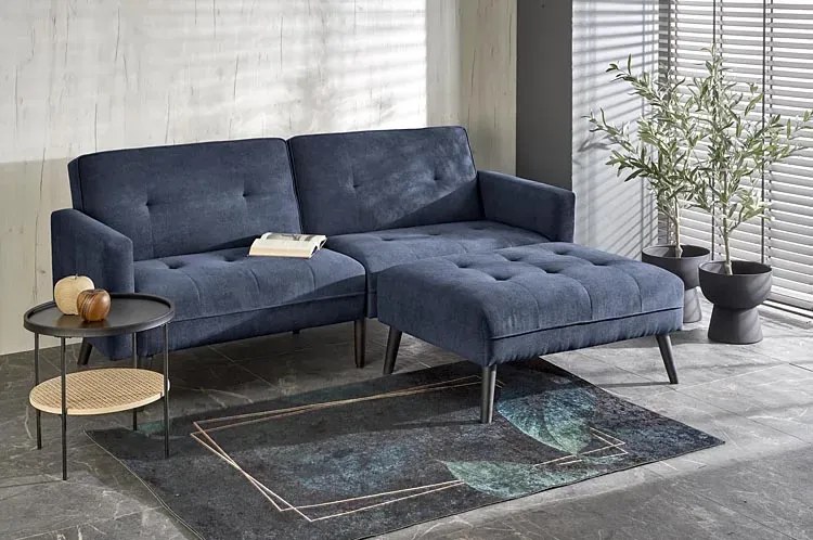 Granatowa sofa narożna z funkcją spania - Leris