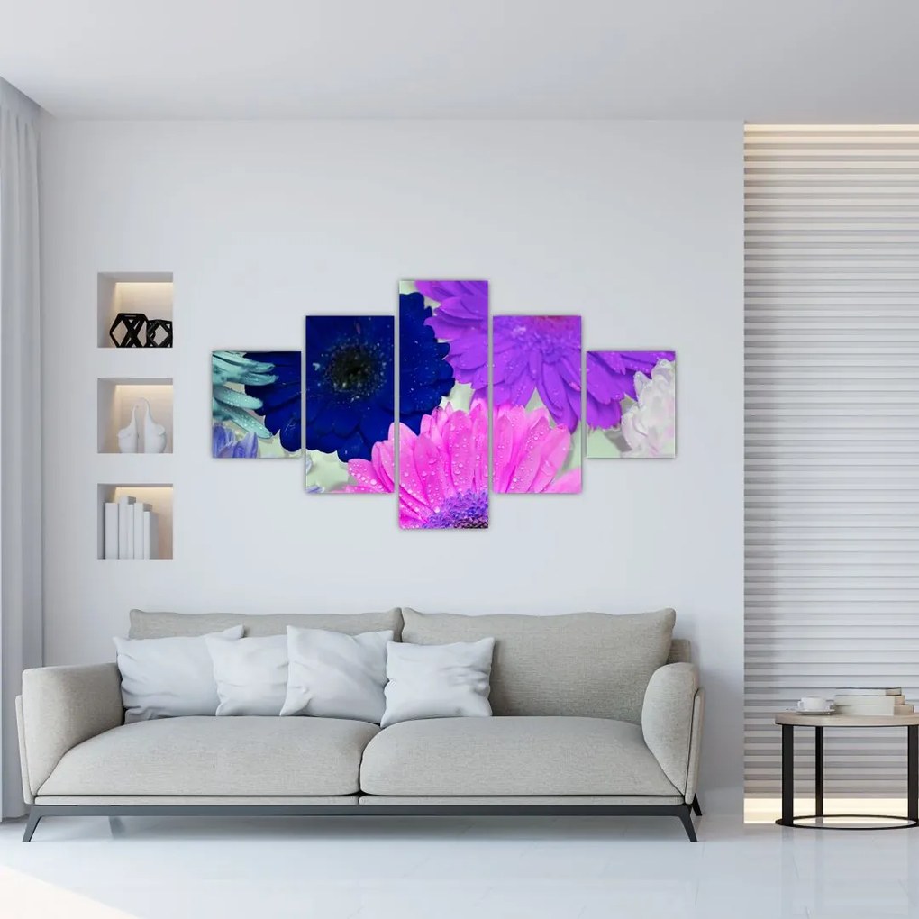 Obraz kolorowych kwiatów (125x70 cm)