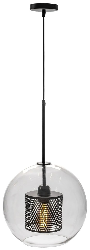 Lampa wisząca szklana loft APP559-1CP 30cm czarna