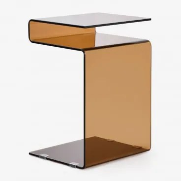 Prostokątny Stolik Pomocniczy 40x35 Cm Z Szkła Diora Brązowy - Sklum