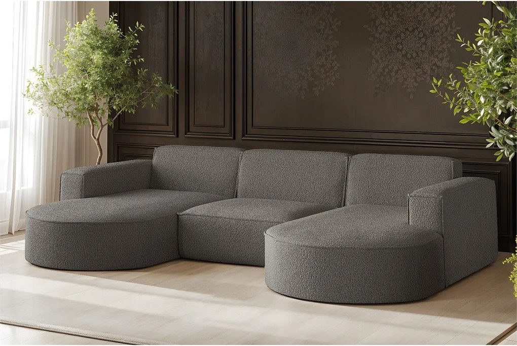 Narożnik Parma Studio U, do salonu, tkanina Quelle, szary (92)