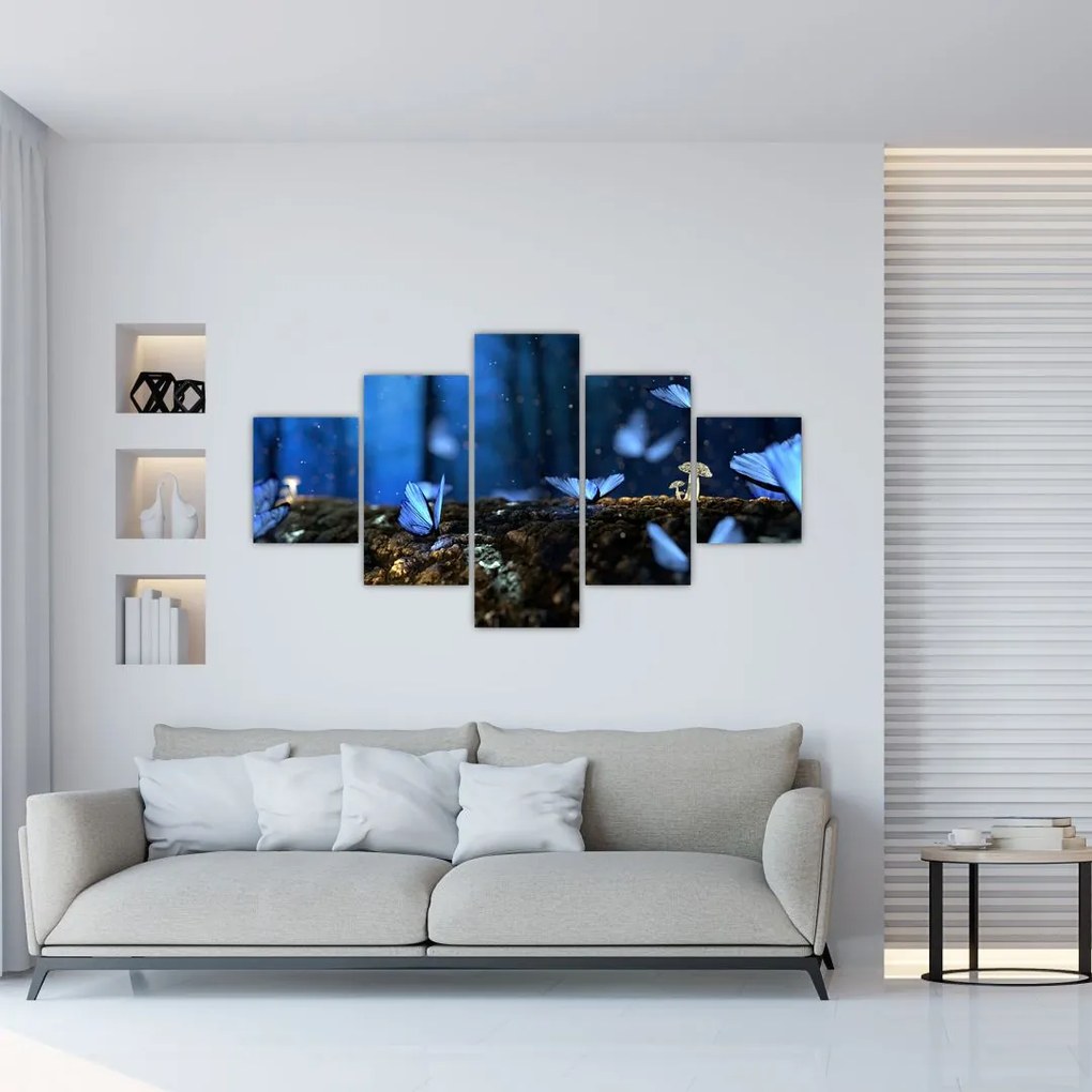 Obraz niebieskich motyli (125x70 cm)