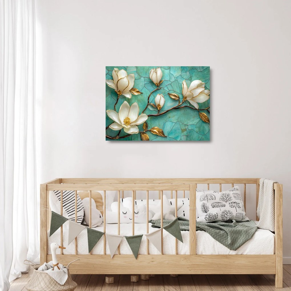 Obraz na szkle - 3D magnolie (70x50 cm)