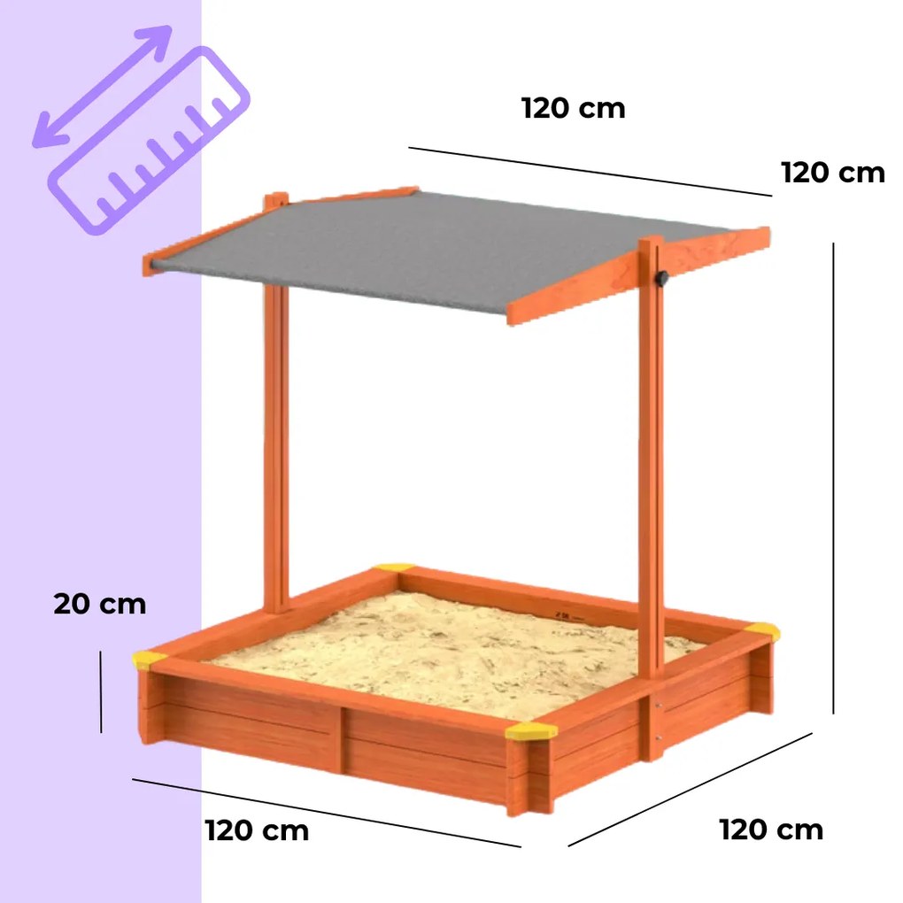 Piaskownica z baldachimem Sami, drewno świerkowe, 120x120x120cm Spielwerk