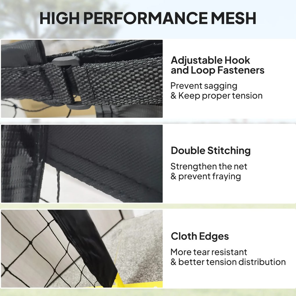 Przenośna sieć do pickleballa SPORTNOW, metalowy stelaż, siatka z tkaniny, z torbą transportową, Żółty