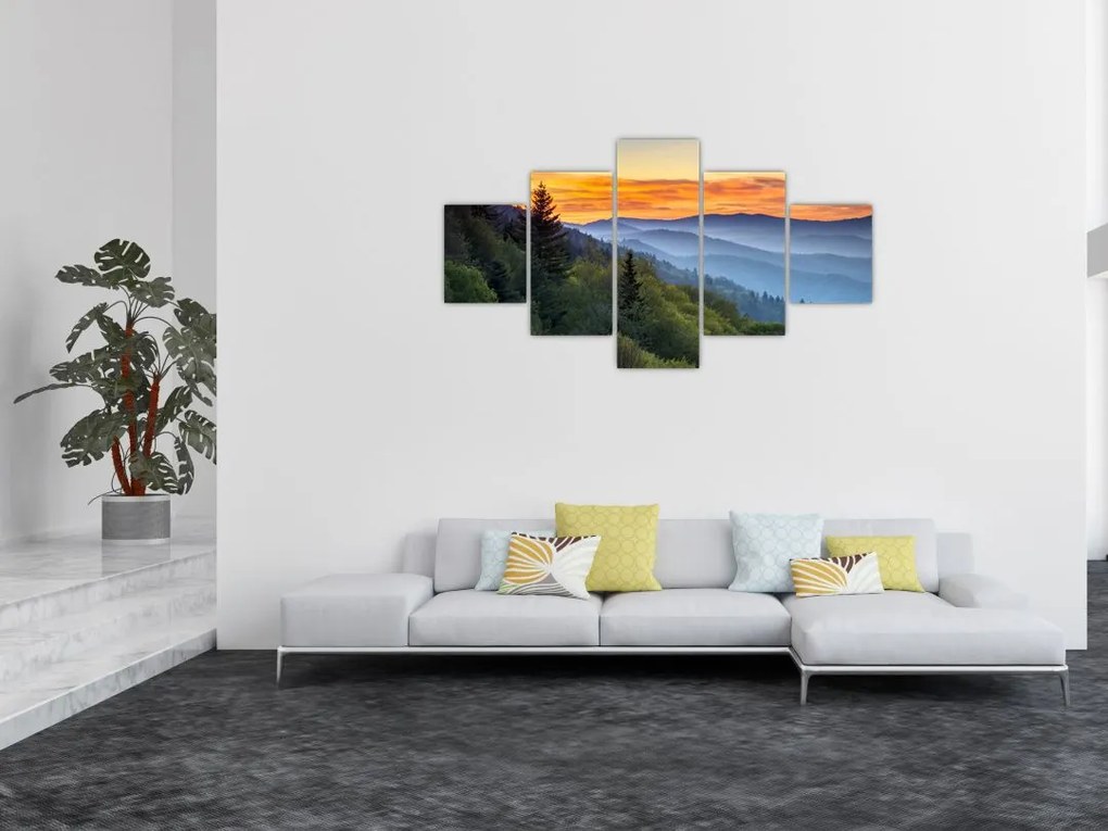 Obraz - Czerwone chmury w górach (125x70 cm)
