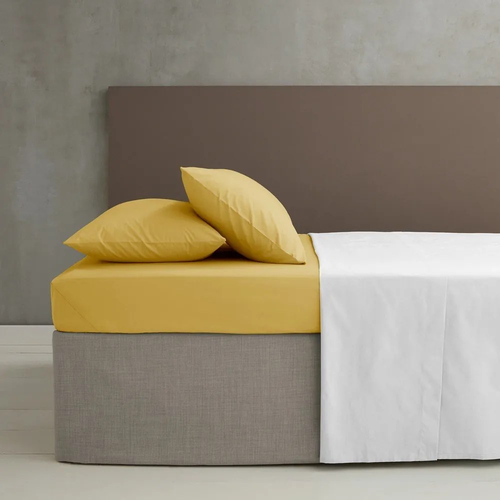 Żółte prześcieradło z perkalu z gumką 150x200 cm Easy Iron Percale – Catherine Lansfield