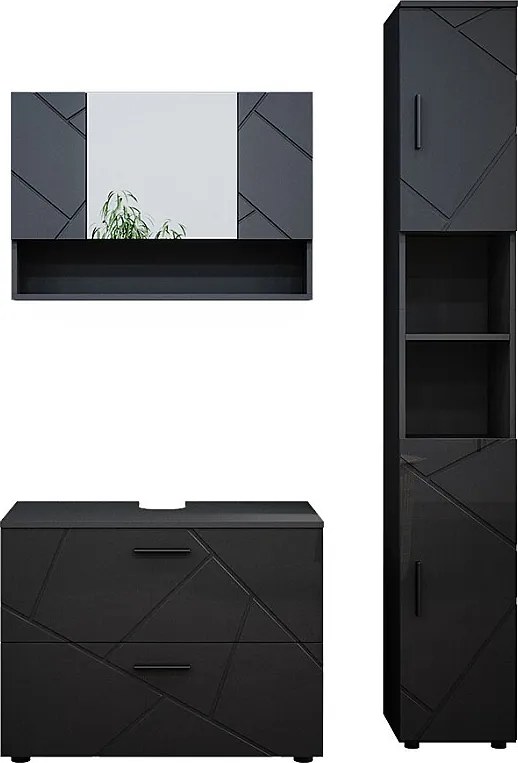 Zestaw mebli łazienkowych antracyt wysoki połysk 80x41x58.6 irma