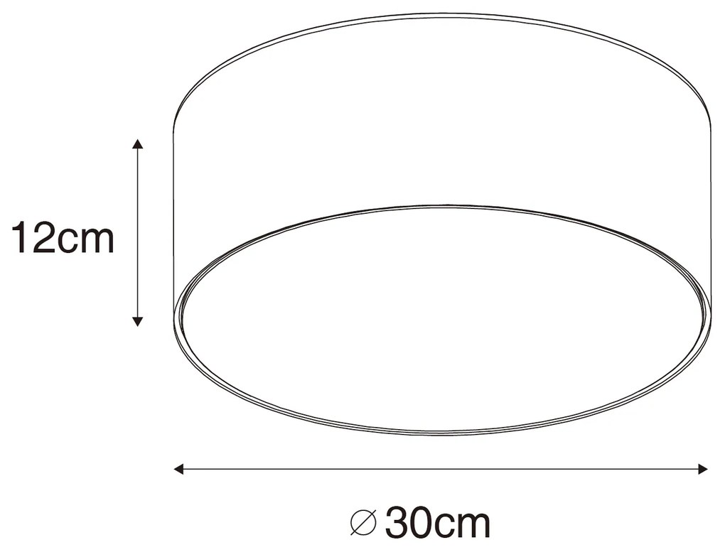 Nowoczesna lampa sufitowa czarna 30 cm ze złotym wnętrzem - Drum Nowoczesny Oswietlenie wewnetrzne