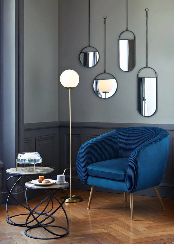 Lampa stojąca z okrągłym kloszem, metalowa, 134 cm