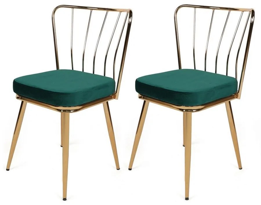 Zestaw krzeseł do jadalni Yildiz Green and Gold, 2 szt., 2 szt.