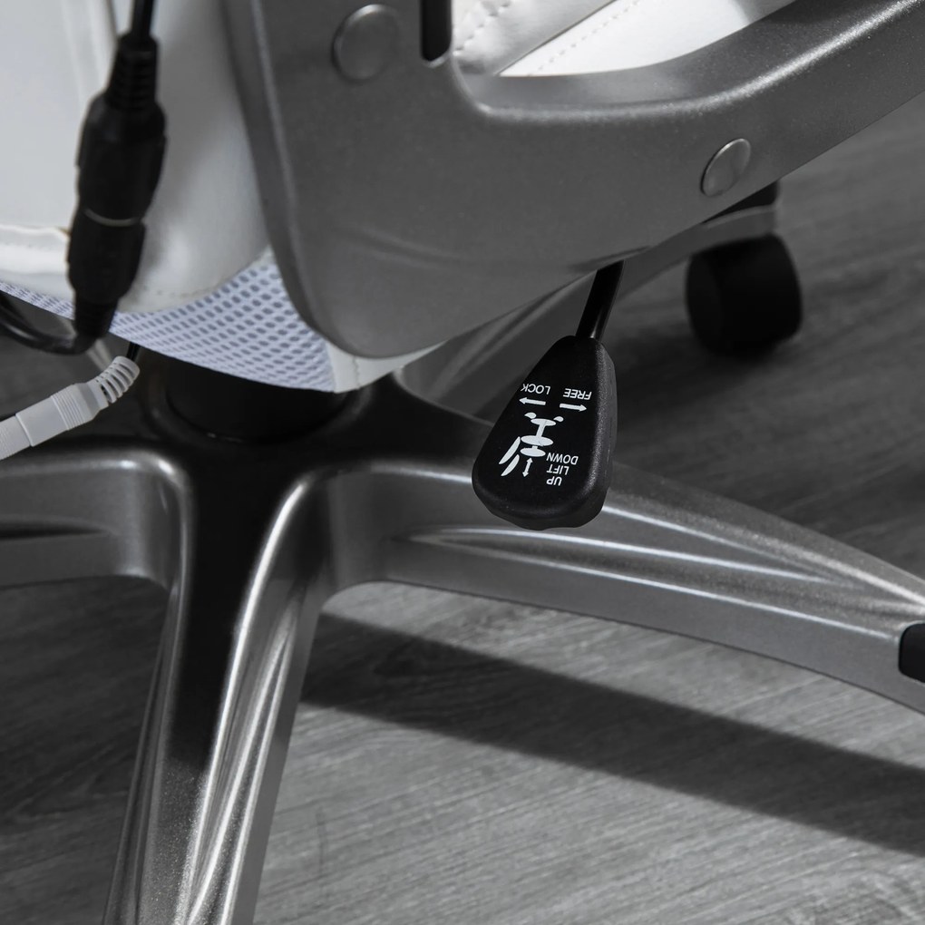 Vinsetto Krzesło Fotel z masażerem fotel krzesło obrotowe z 6-punktowym masażem Maksymalne obciążenie 136kg kolor biały | Aosom PL