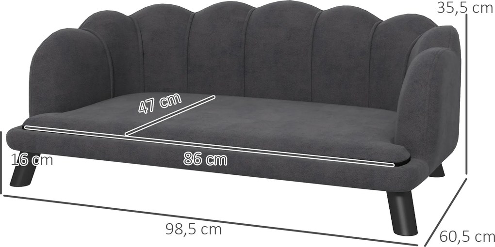 PawHut Sofa dla psa z oparciem Sofa dla zwierząt domowych z drewnianymi nogami Legowisko dla psa Sofa dla kota