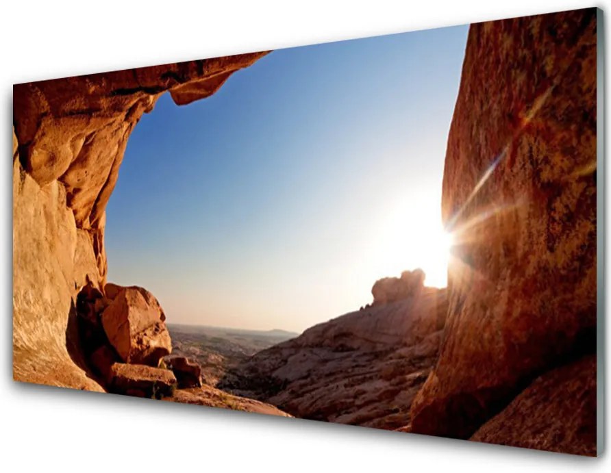 Szkło Ozdobne do Kuchni Słoneczne Skały Nad Horyzontem