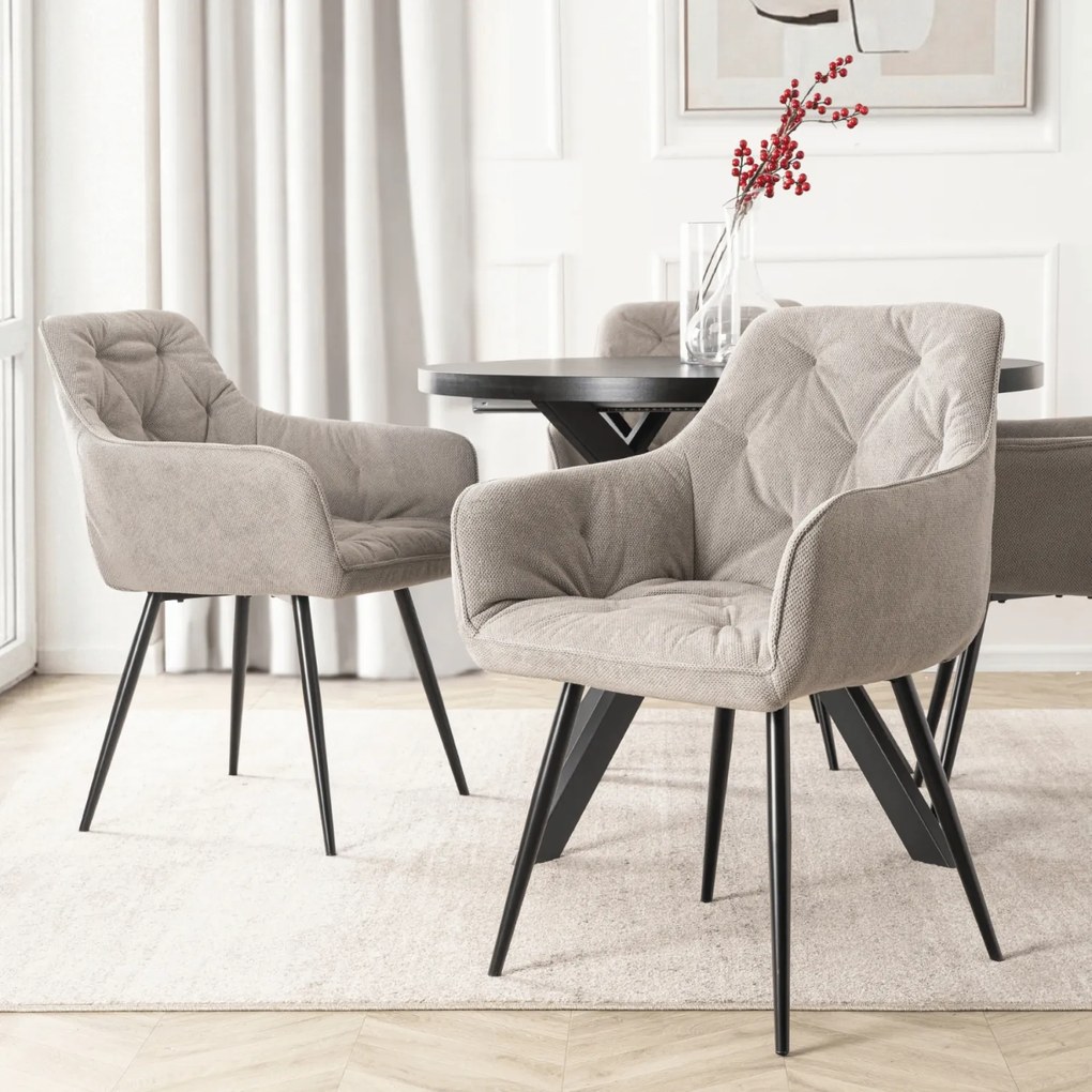 Krzesło Tapicerowane do Salonu MODESTO Szare Nowoczesne Loft