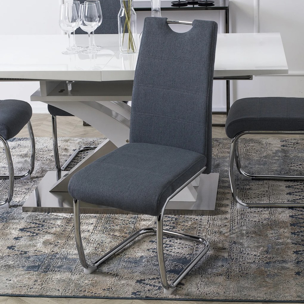 Krzesło Tapicerowane do Jadalni LOPEZ Ciemnoszare Na Płozach Nowoczesne