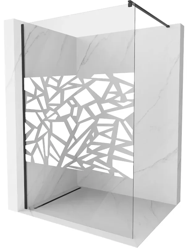 Mexen Kioto ścianka prysznicowa Walk-in 90 x 200 cm, biały wzór 8 mm, czarna - 800-090-101-70-85