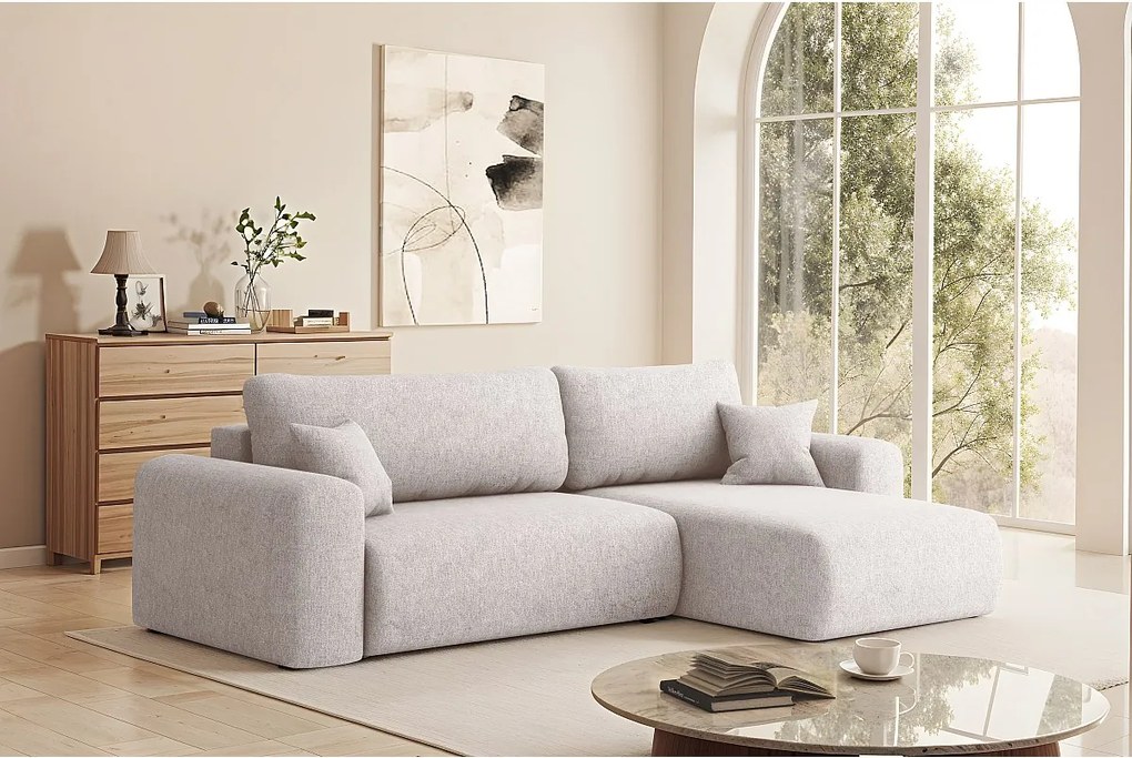 Uniwersalny narożnik z funkcją spania, do salonu, Capri L VERITA - beżowy