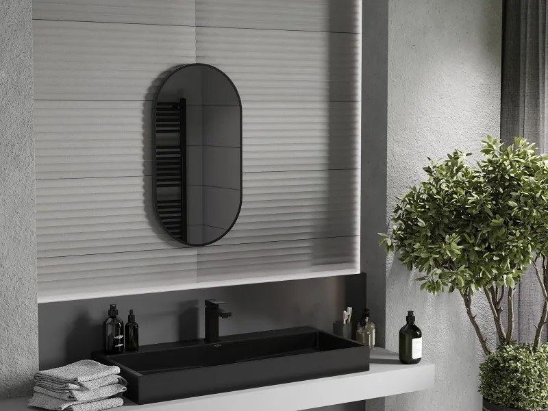 Mexen Loft lustro łazienkowe owalne 75 x 40 cm, rama czarna - 9851-075-040-000-70