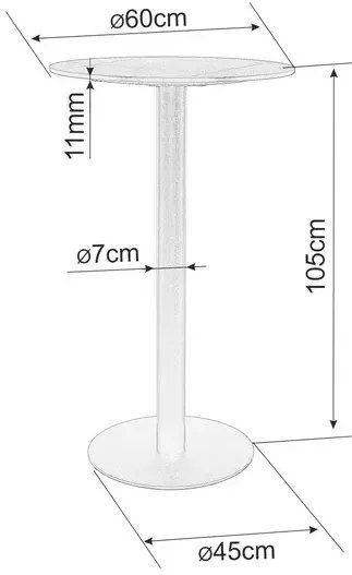 Stolik barowy wysoki BT-007 60x60 czarny marmur/czarny SIGNAL