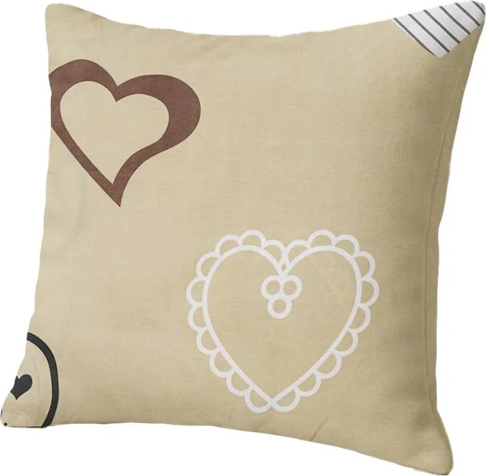 Bawełniana poszewka na poduszkę DEAMON POLY 45x45 cm, beżowy