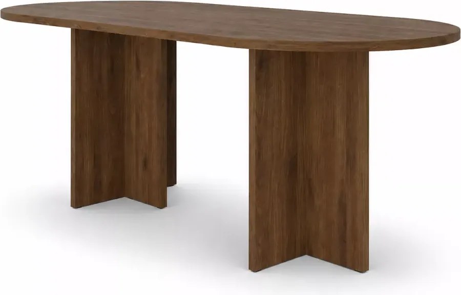 Stół Sevil 204x90 cm owalny – nowoczesny stół do jadalni 6-8 osób, blat laminowany, kolory dąb orzech