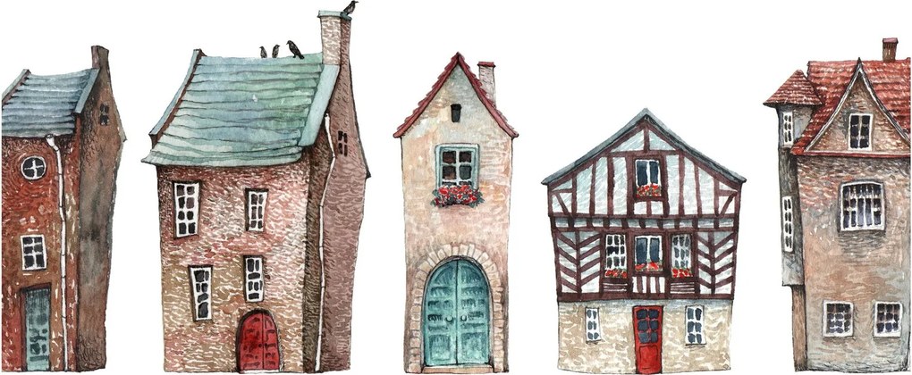 Obraz - Domy akwarelowe (70x50 cm)