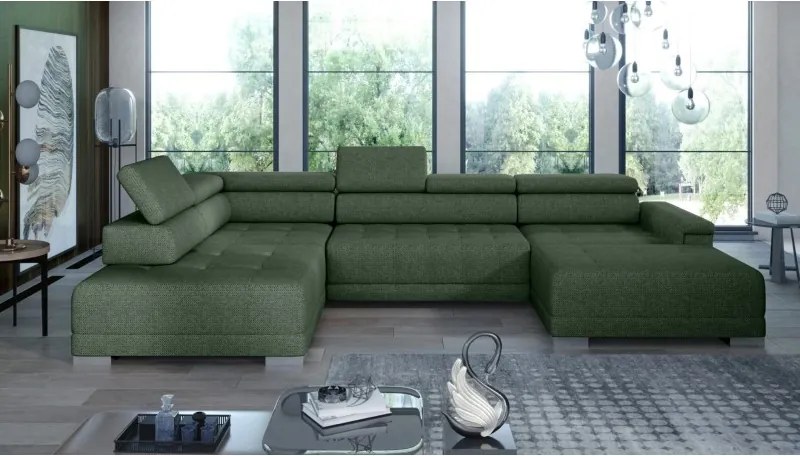 Narożnik CAMPO XL z elektryczną regulacją siedziska Lewostronny w tkaninie MEMPHIS 12 WERSAL