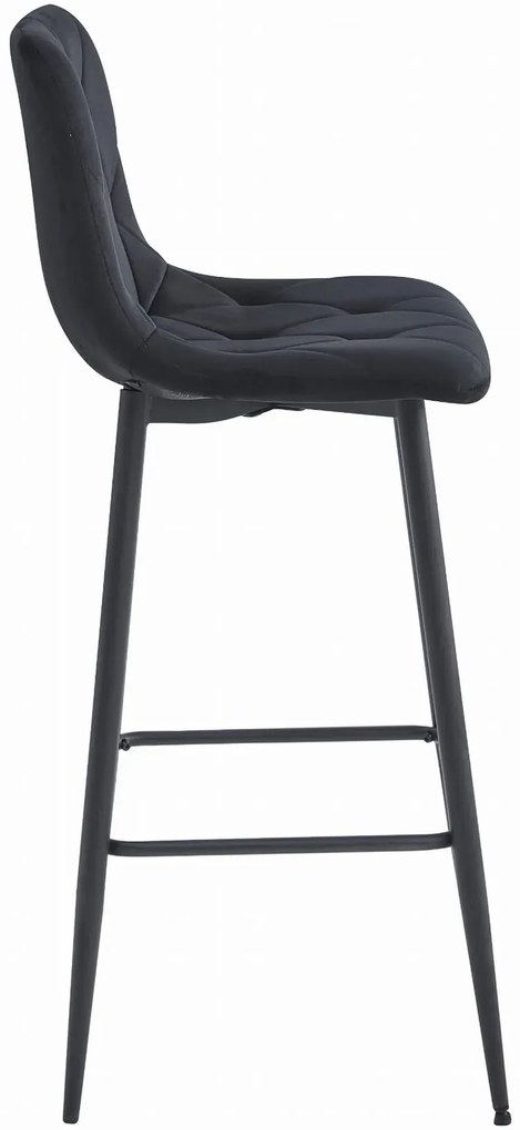 Czarny welurowy hoker metalowy z oparciem L7-L81