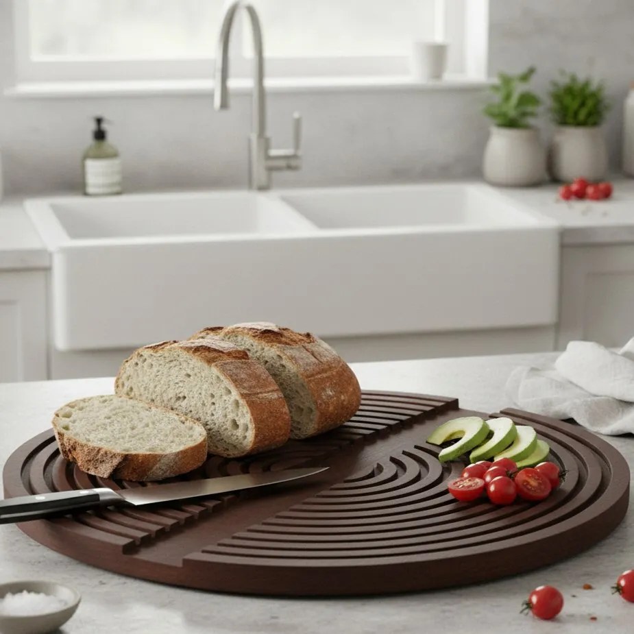 Deska do krojenia z drewna mango, kulatá, 49 x 33 cm