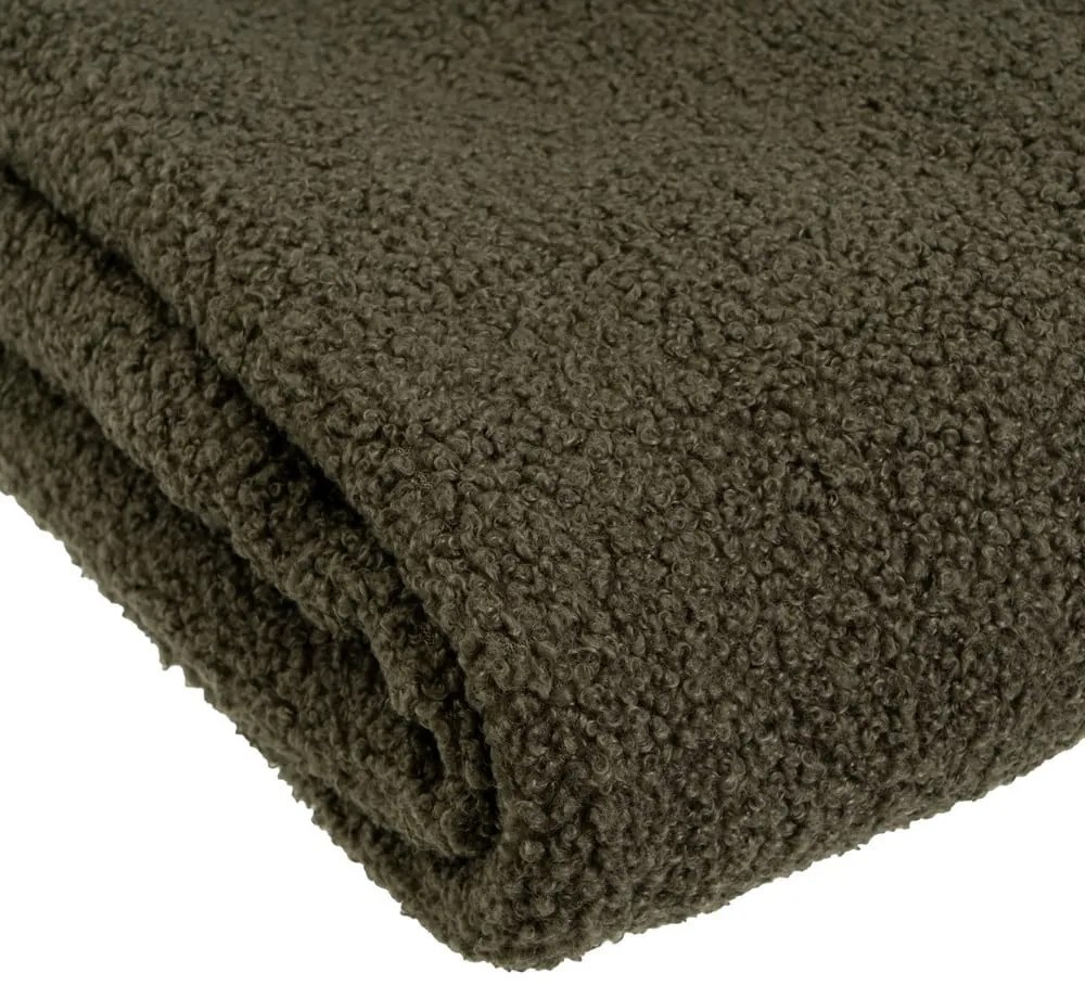 Zielony koc z materiału sherpa 130x160 cm Sherpa Bouclé – Casa Selección