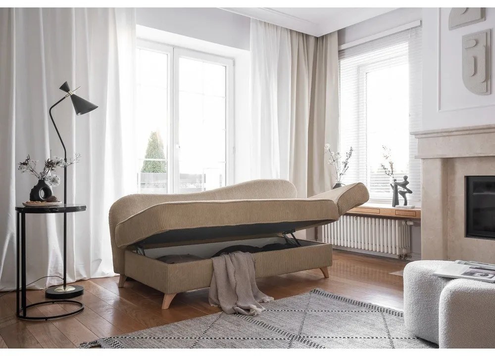 Szarobrązowy sztruksowy szezlong (prawostronny) Chic Charlotte – Miuform