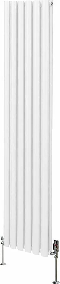 Grzejnik kolumnowy owalny i zawory - 1800 mm x 360 mm - biały
